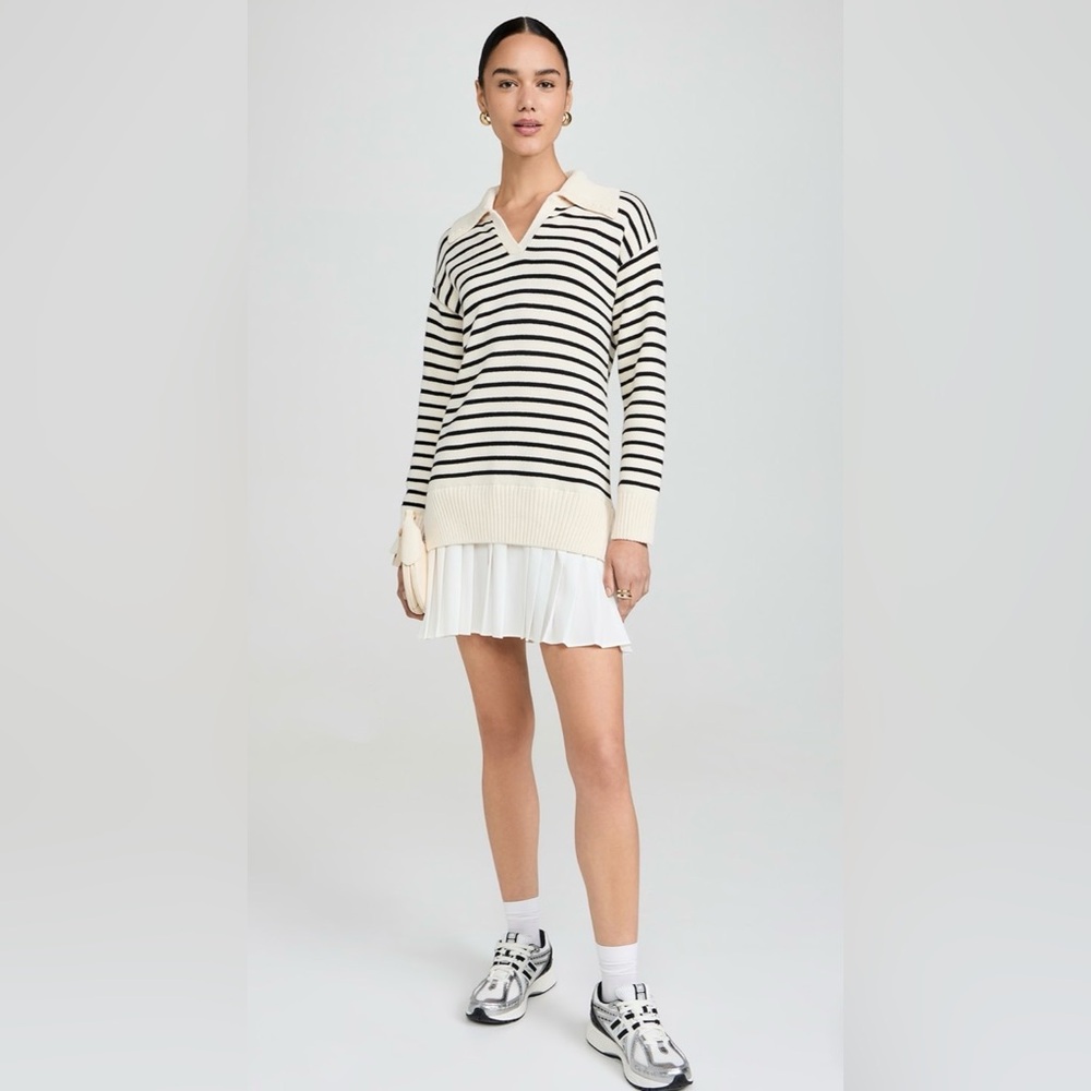 NWT English Factory
Striped Mixed Media Pleated Dress